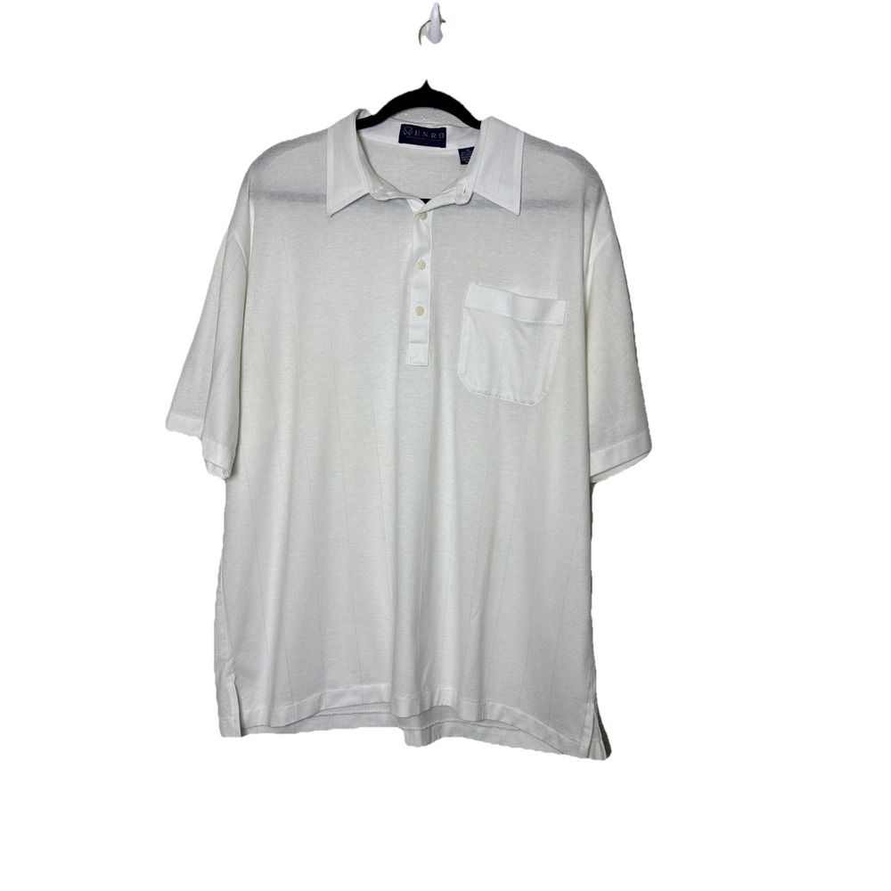 ENRO~Mens Polo Shirt Size XL Cotton Front Pocket Short Sleeve Collared Preppy